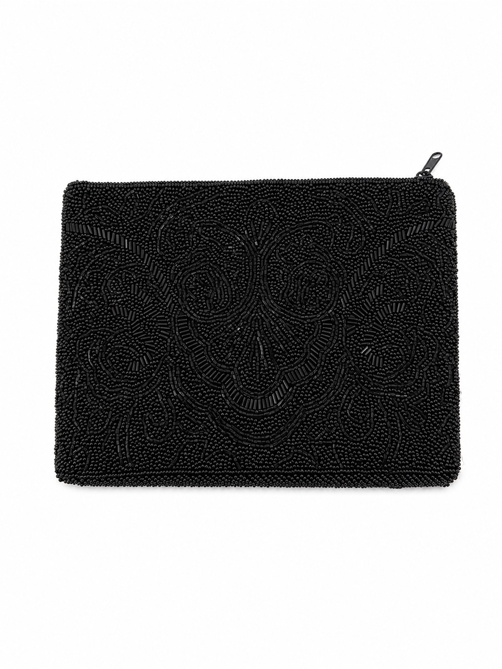 Partners by Mervyns Black Beaded Clutch Bag Zipper Evening Vintage Pouch